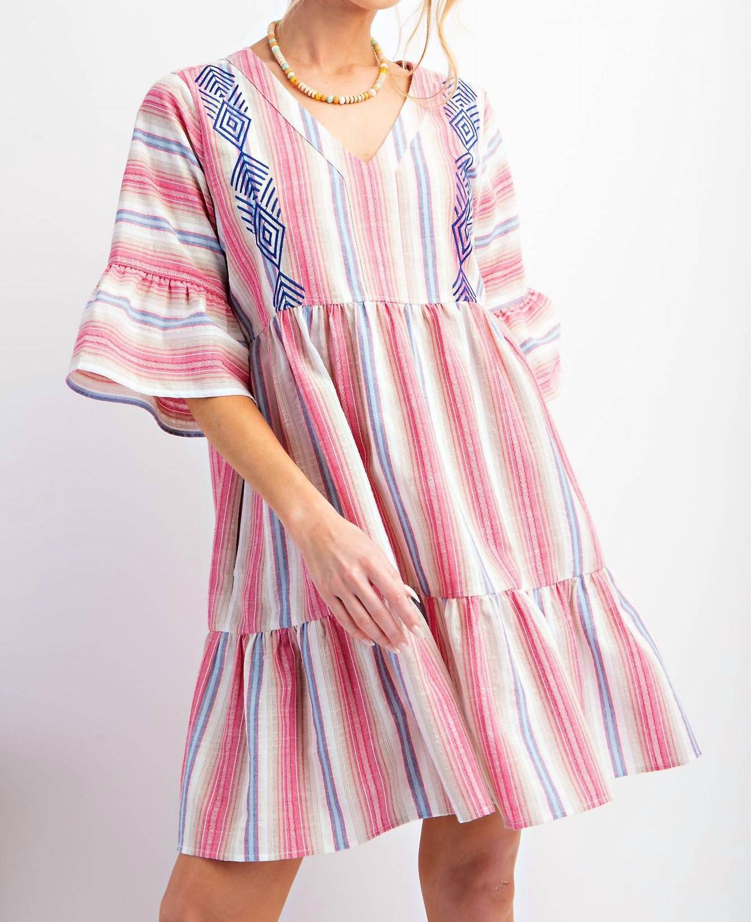 Easel - Embroidered Boho Dress