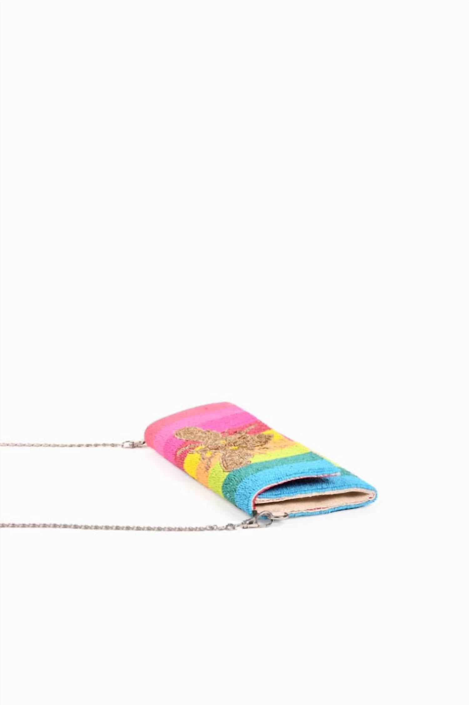 America & Beyond - Women's Rainbow Bee Beaded Clutch