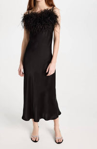 Sleeper - Boheme Midi Slip Dress With Ostrich Feathers