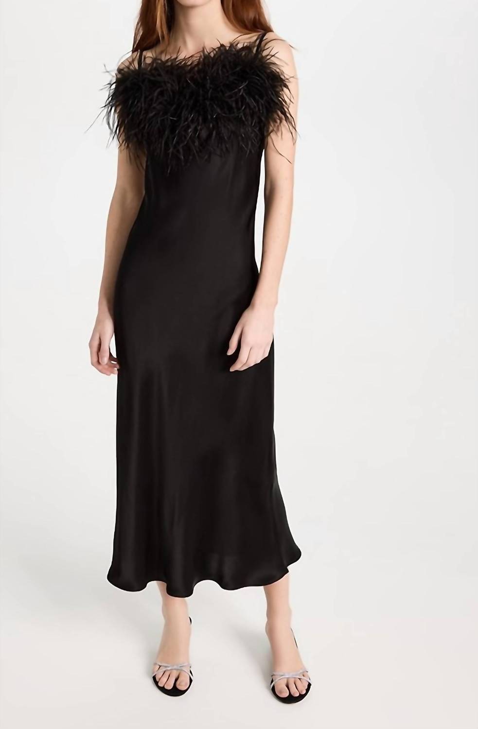Sleeper - Boheme Midi Slip Dress With Ostrich Feathers