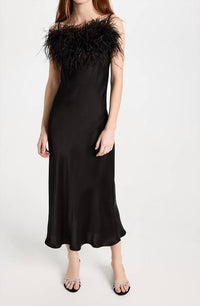 Sleeper - Boheme Midi Slip Dress With Ostrich Feathers