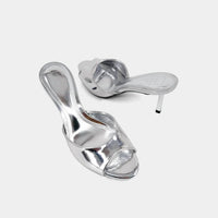 SHU SHOP Women's Elaine Heeled Sandal in silver - women's sandal - detail view