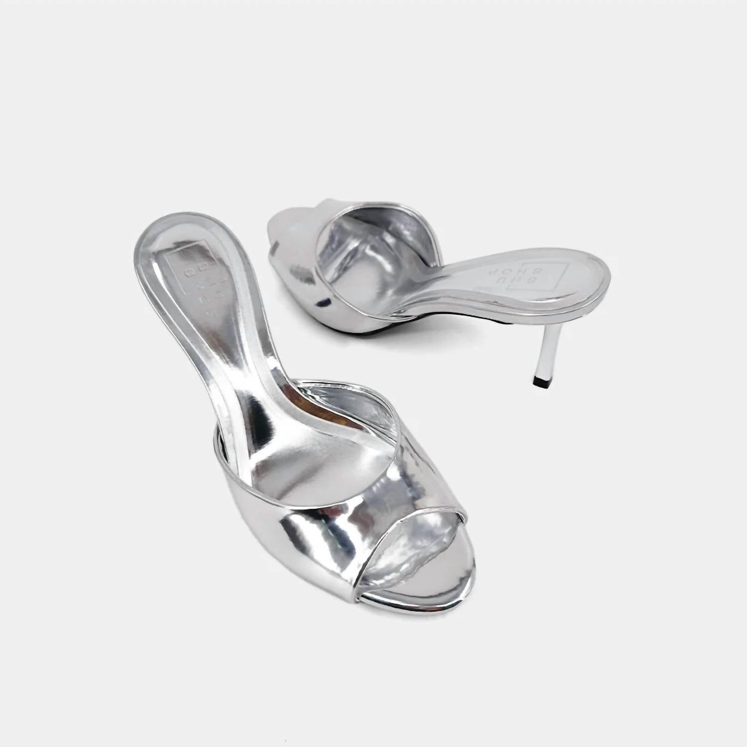 SHU SHOP Women's Elaine Heeled Sandal in silver - women's sandal - detail view