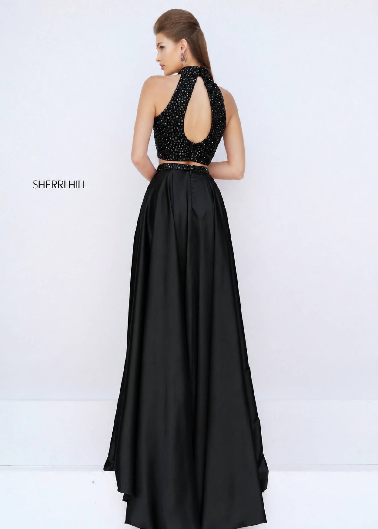 Sherri Hill - Two Piece Halter High Slit Prom Gown Dress