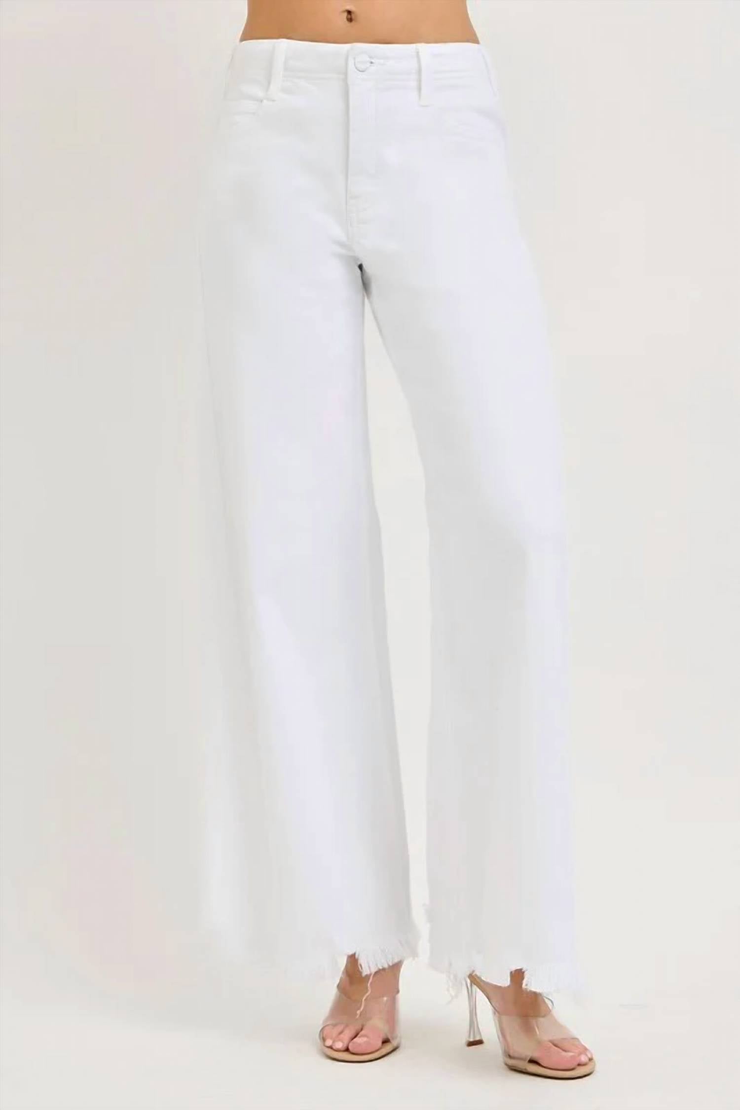 Risen - La High Rise Palazzo Jeans With Frayed Hem