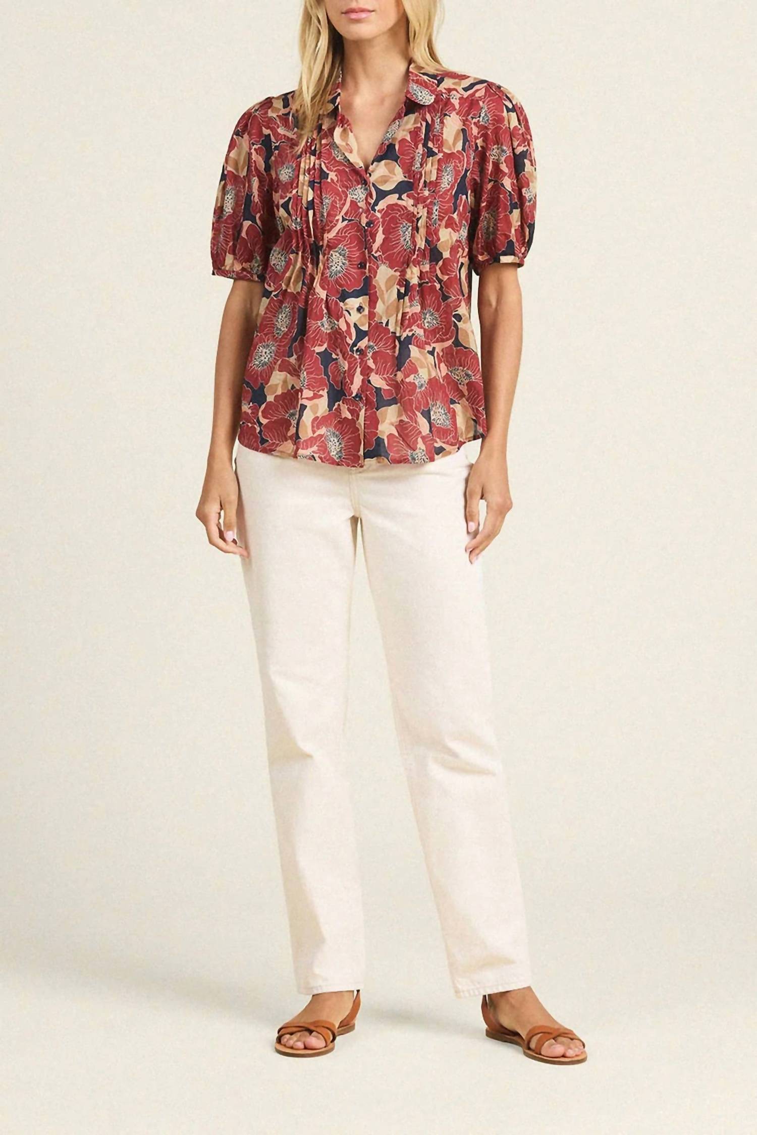 TROVATA Nadine Blouse in oleander rouge - women's blouse