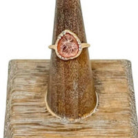 My Girl In La - Women's Pear Cut Resin And Crystal Gold Statement Ring