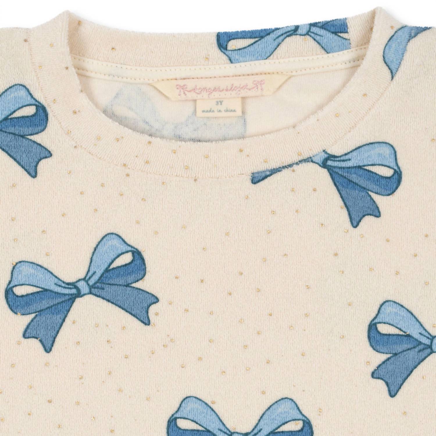 Konges Sløjd Girl's Bow Itty Sweatshirt in blue - kids' shirt - detail view