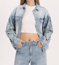 Bayeas - Gaia Eyelet Detail Long Sleeve Denim Jacket