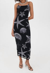 Never Fully Dressed - Seashell Mesh Cami Midi Dress
