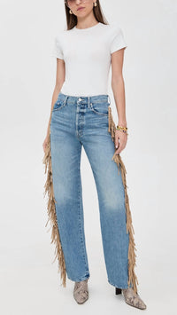 Mother - Fringe Half-pipe Button Sneak Jeans