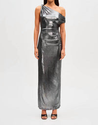 MISHA Nyra Metallic Gown in silver - women's dress