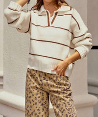 Lovlov - Luxe Relaxed Striped Knit Sweatshirt