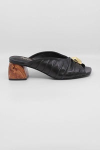 Antelope - Women's Rachel Ruched Leather Mules Block Heel