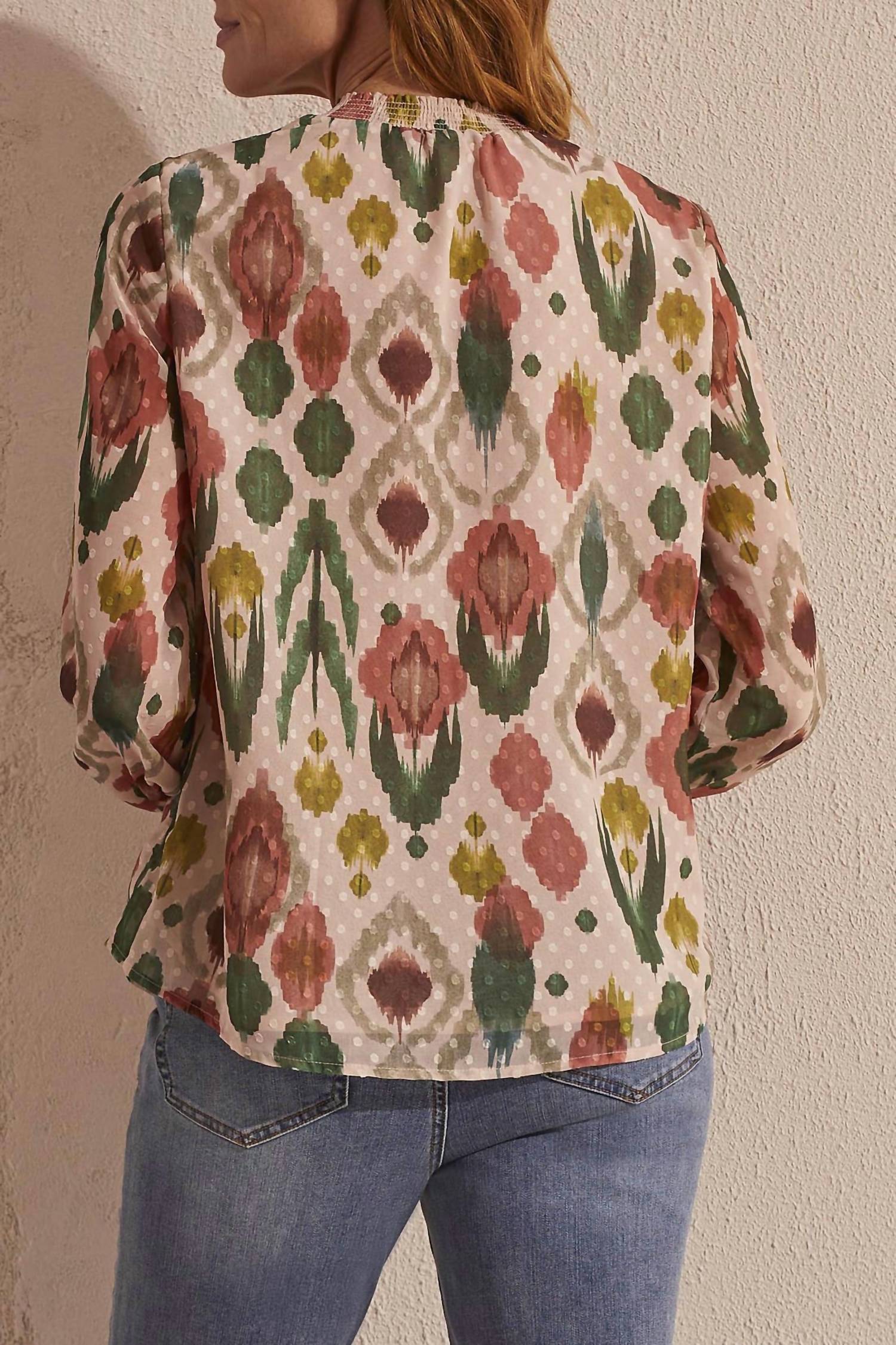 Tribal - Flowy Swiss Dot Chiffon Blouse