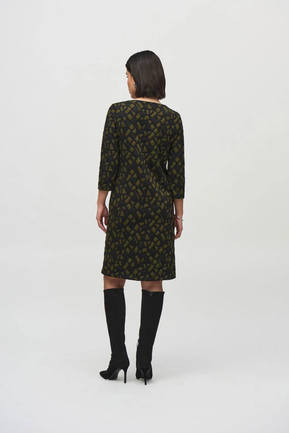 Joseph Ribkoff - Geometric Jacquard Shift Midi Dress
