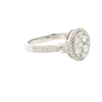 Aamiaa - 1.33 Carat Natural Diamond Oval Cluster Halo Engagement Ring - Size 6.5