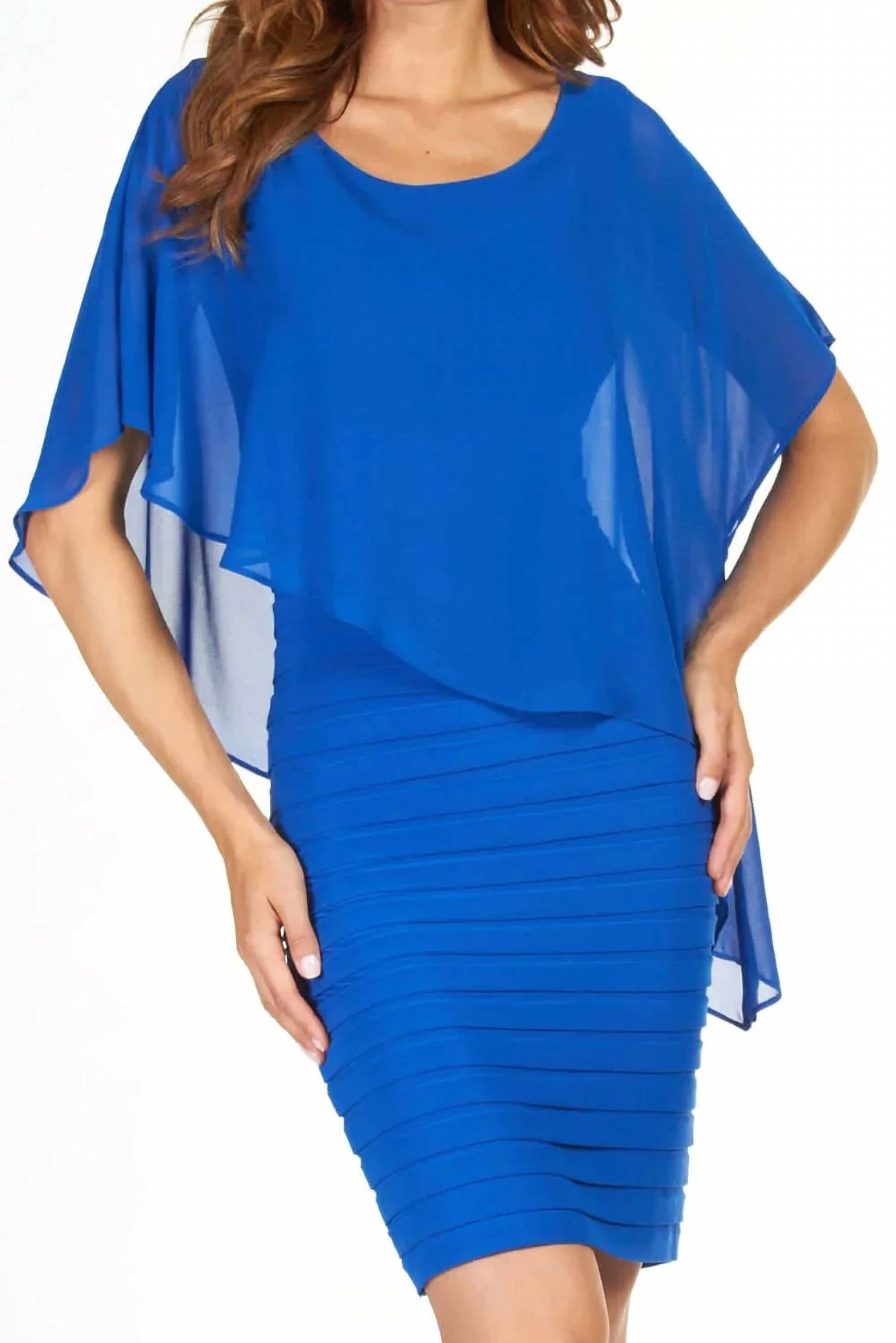 Frank Lyman - Riven Chiffon Overlay Knit Mini Dress
