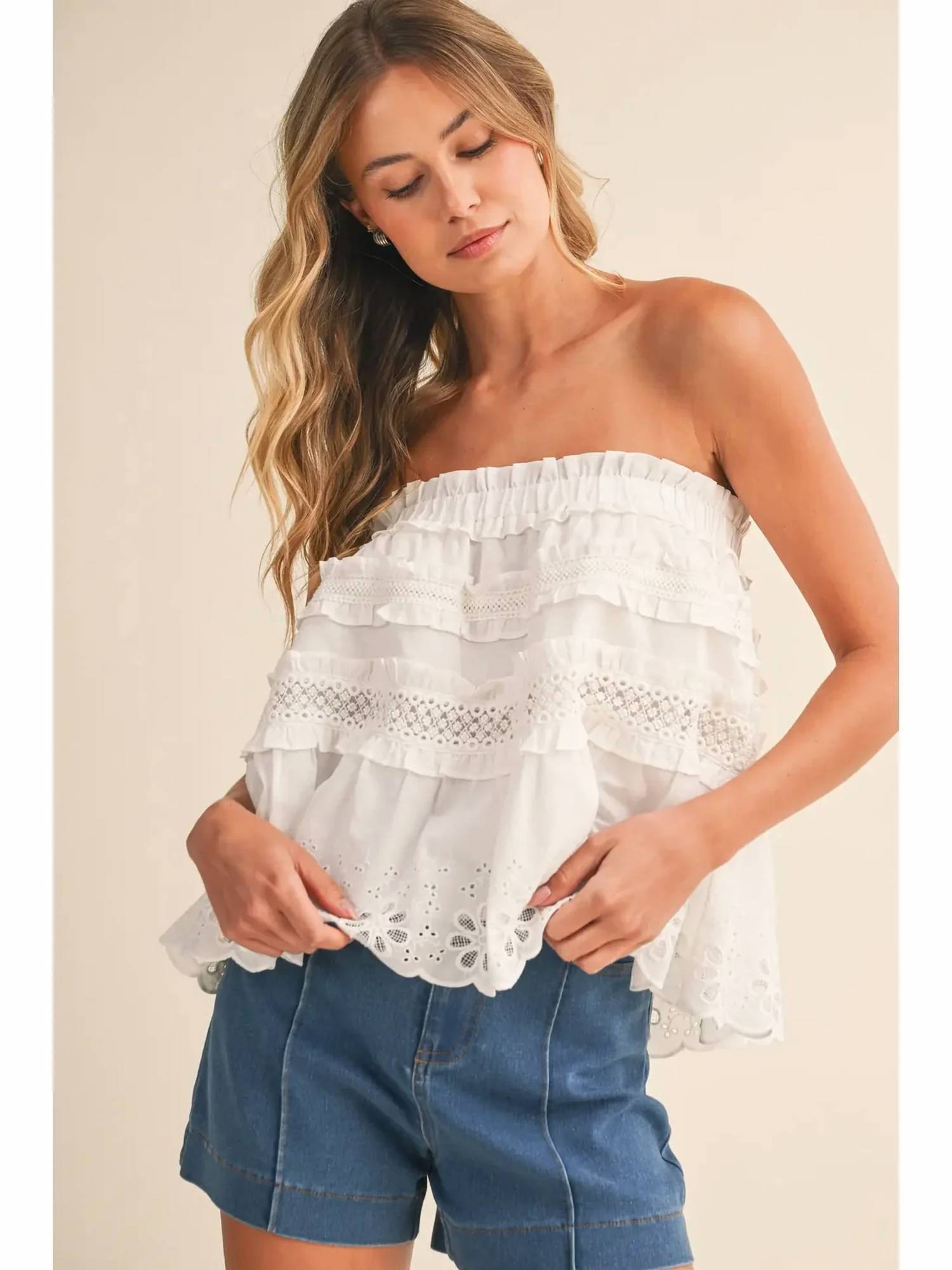 Klesis - Mara Strapless Ruffle Top