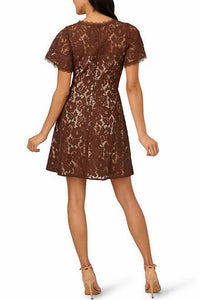 Adrianna Papell - Illusion Neckline Mini Dress