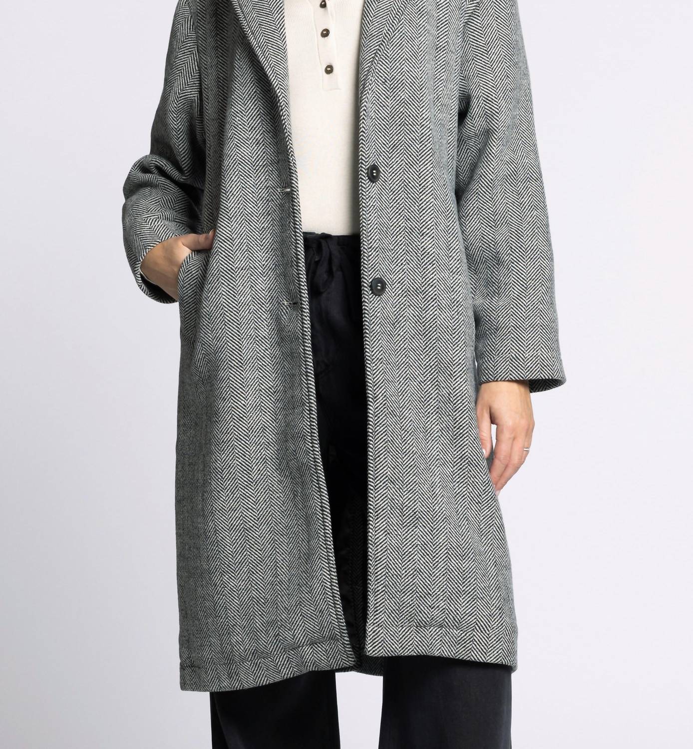 Thread & Supply Catalina Herringbone Coat in charcoal melange - women's jacket