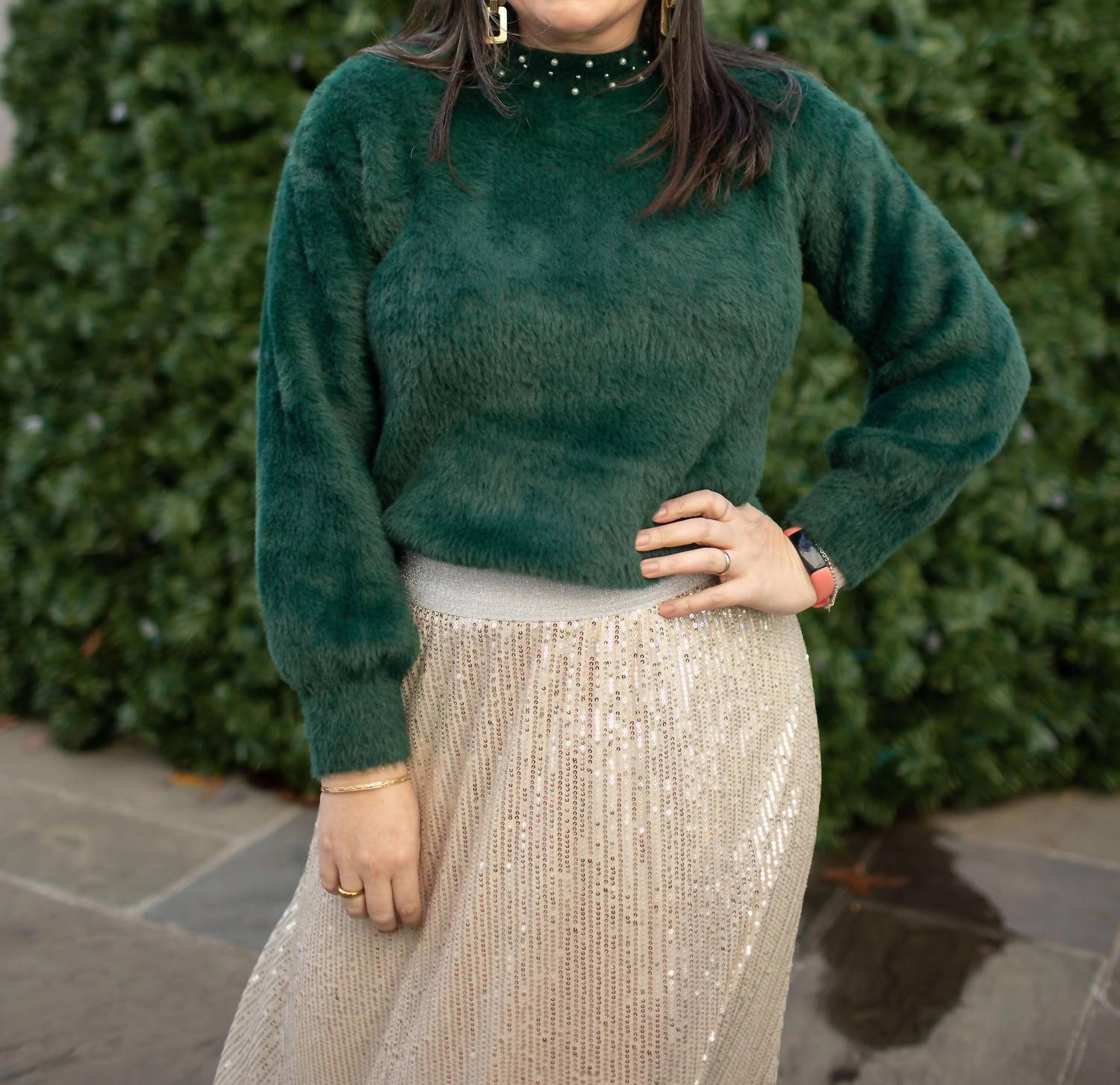 See And Be Seen - Metallic Sequins Long Skirt