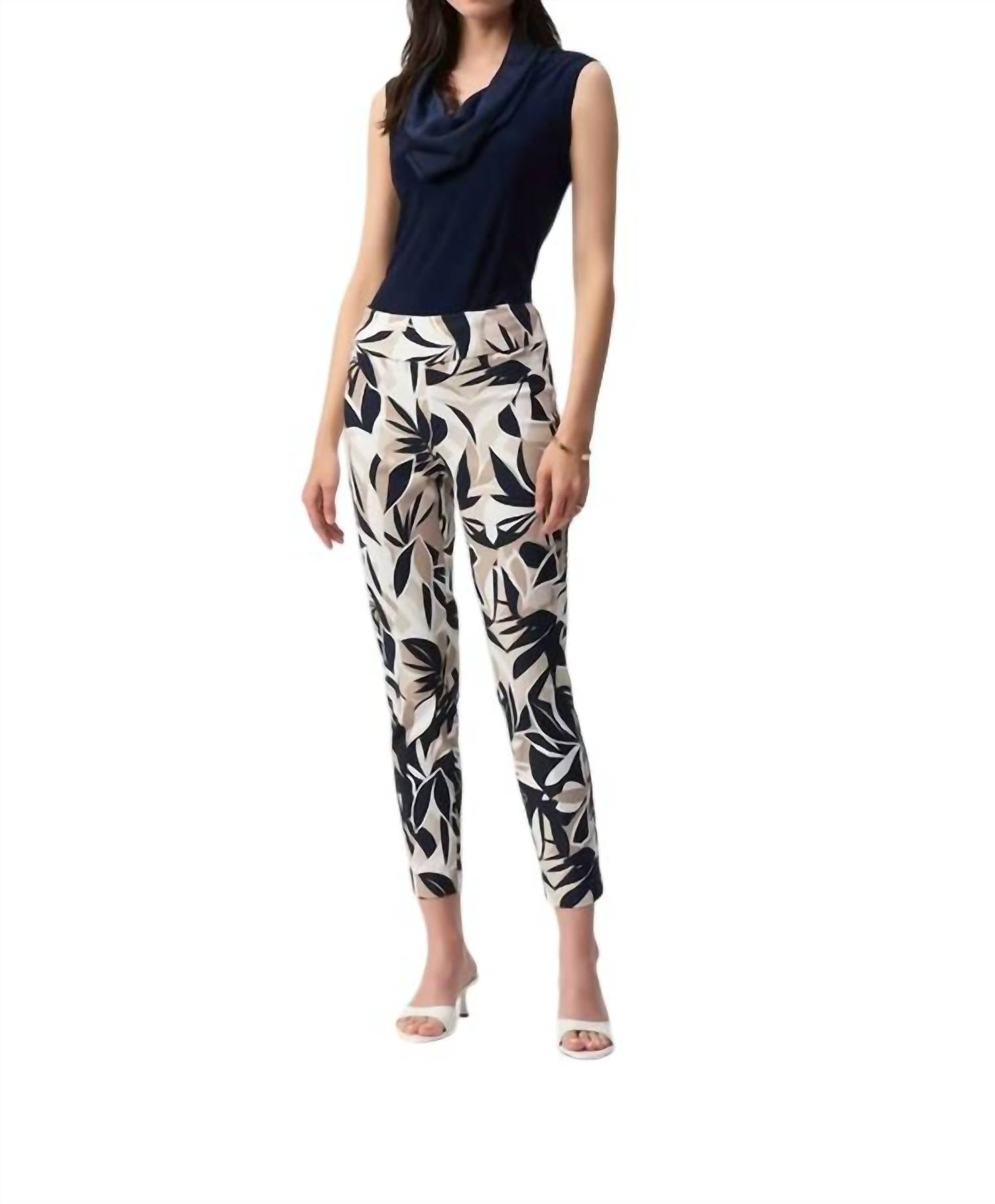 Joseph Ribkoff Tropical Print Slim Fit Pants in vanilla multi 1 - women's pants - view 4