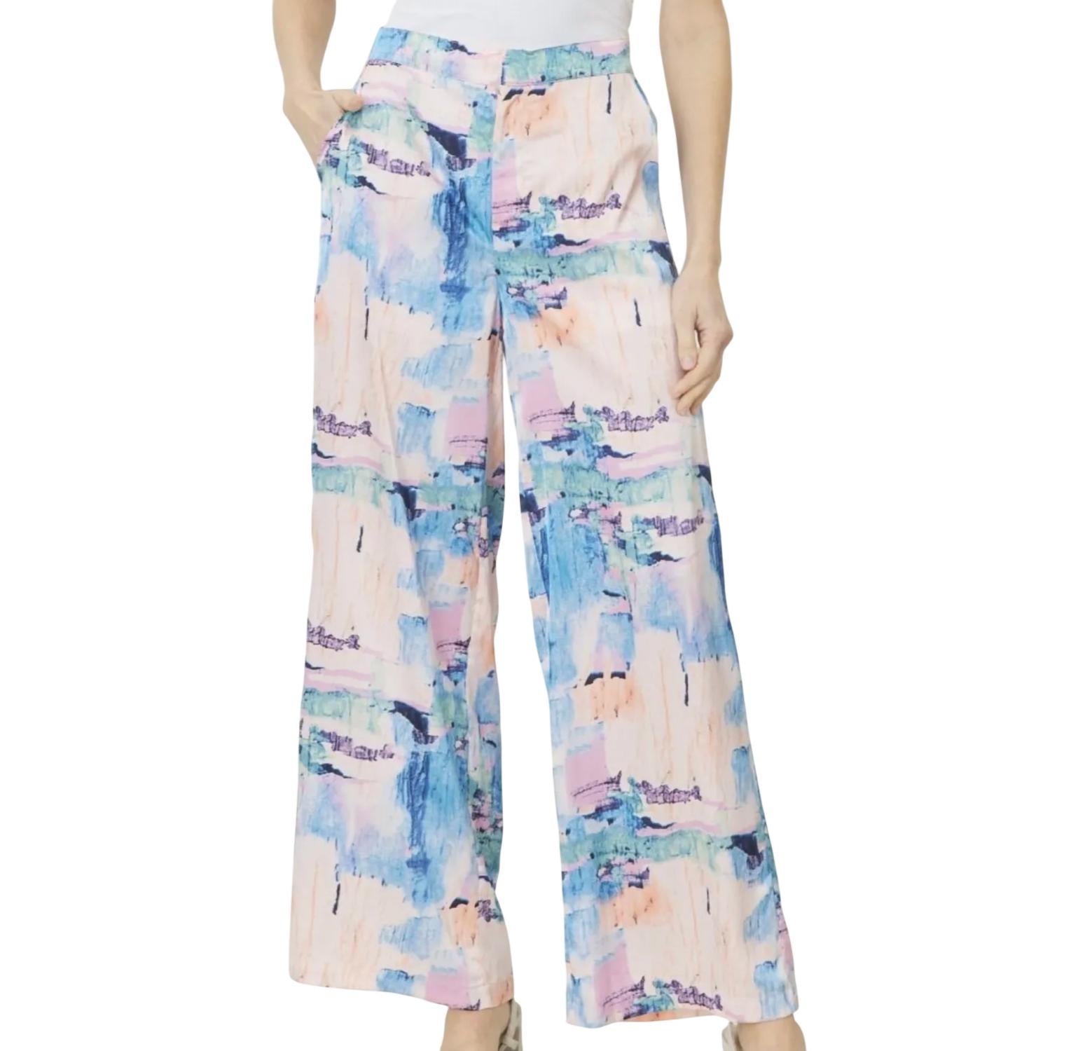 Entro - High Waisted Wide Leg Print Pants