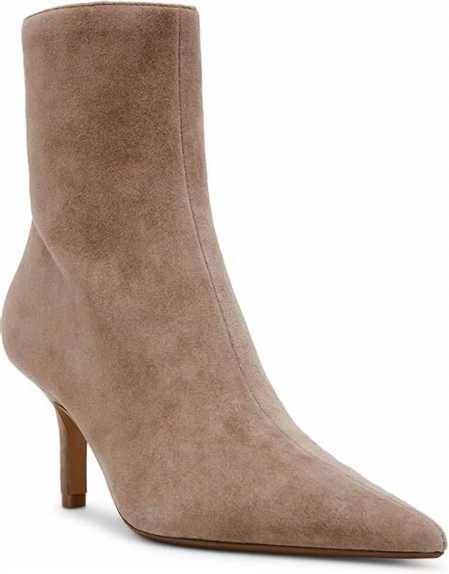 STEVE MADDEN Women's Alston Heeled Boot in taupe suede - women's shoe
