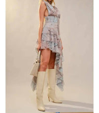 Blue B - Women's Arianna Asymmetrical Ruffle Scarf Dress