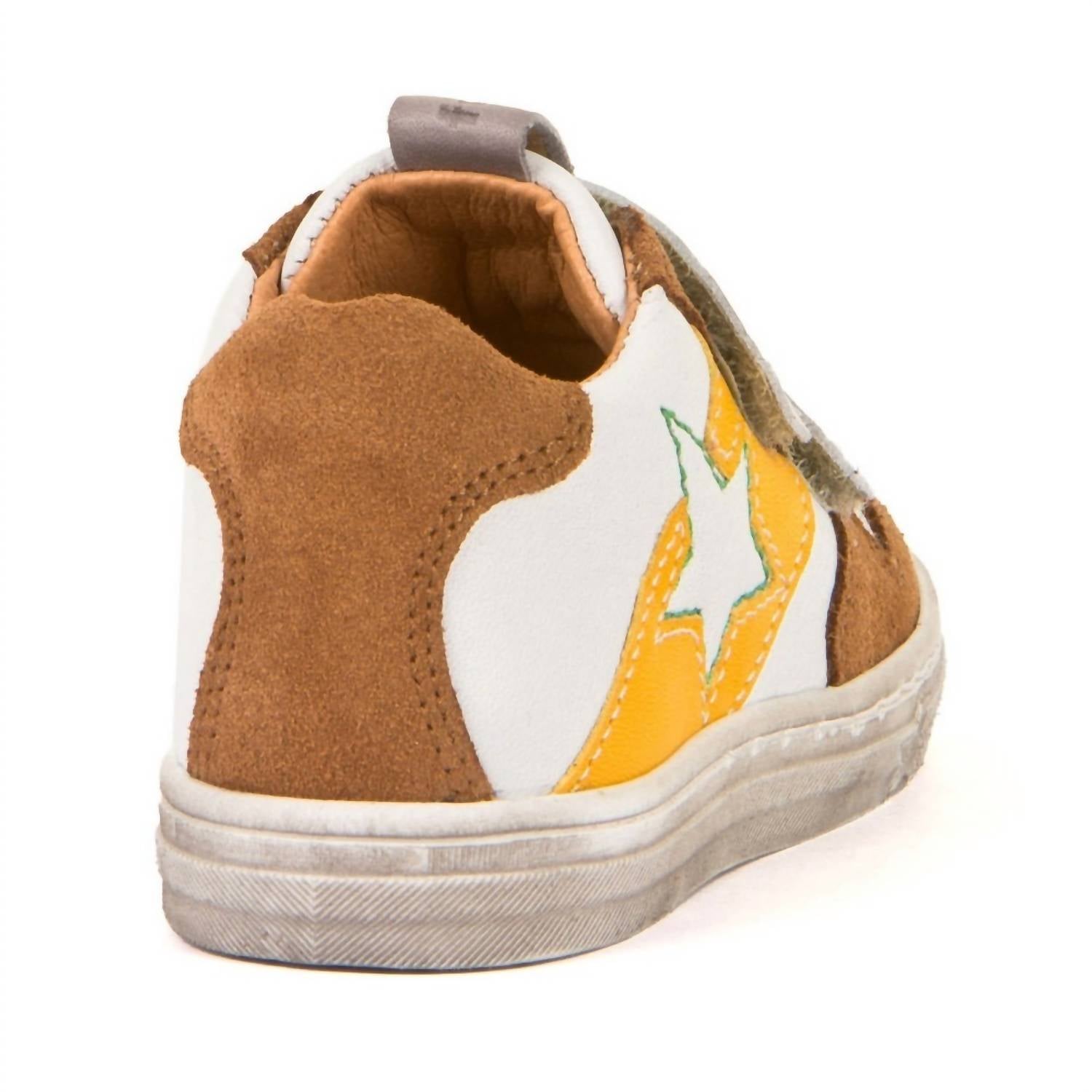 Froddo Girls Double Velcro Sneakers in white yellow - kids' sneaker - detail view