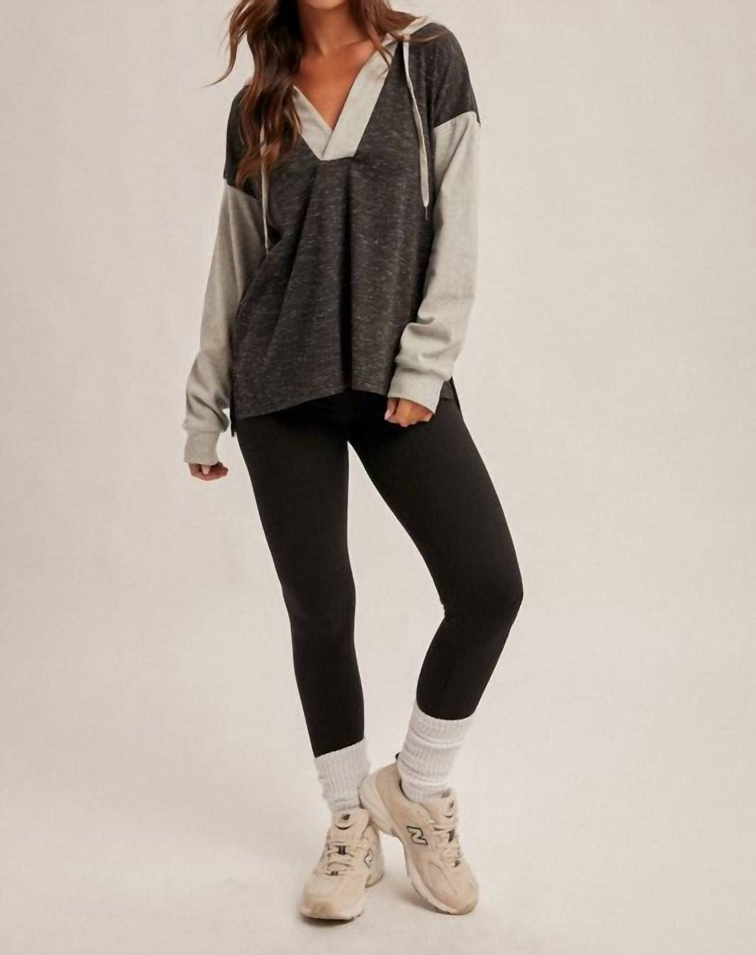 Hem & Thread - Color Block Hooded Sweatshirt