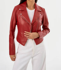 LAMARQUE Pascale Faux Leather Jacket in crimson - women's jacket