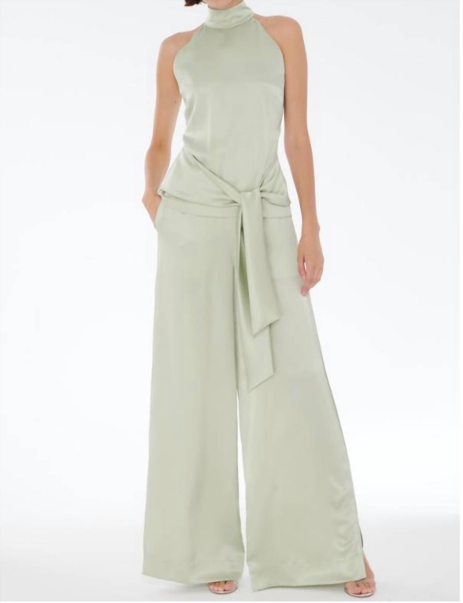 TOCCIN Auggie Side Slit Pull On Pant in mint - women's pants