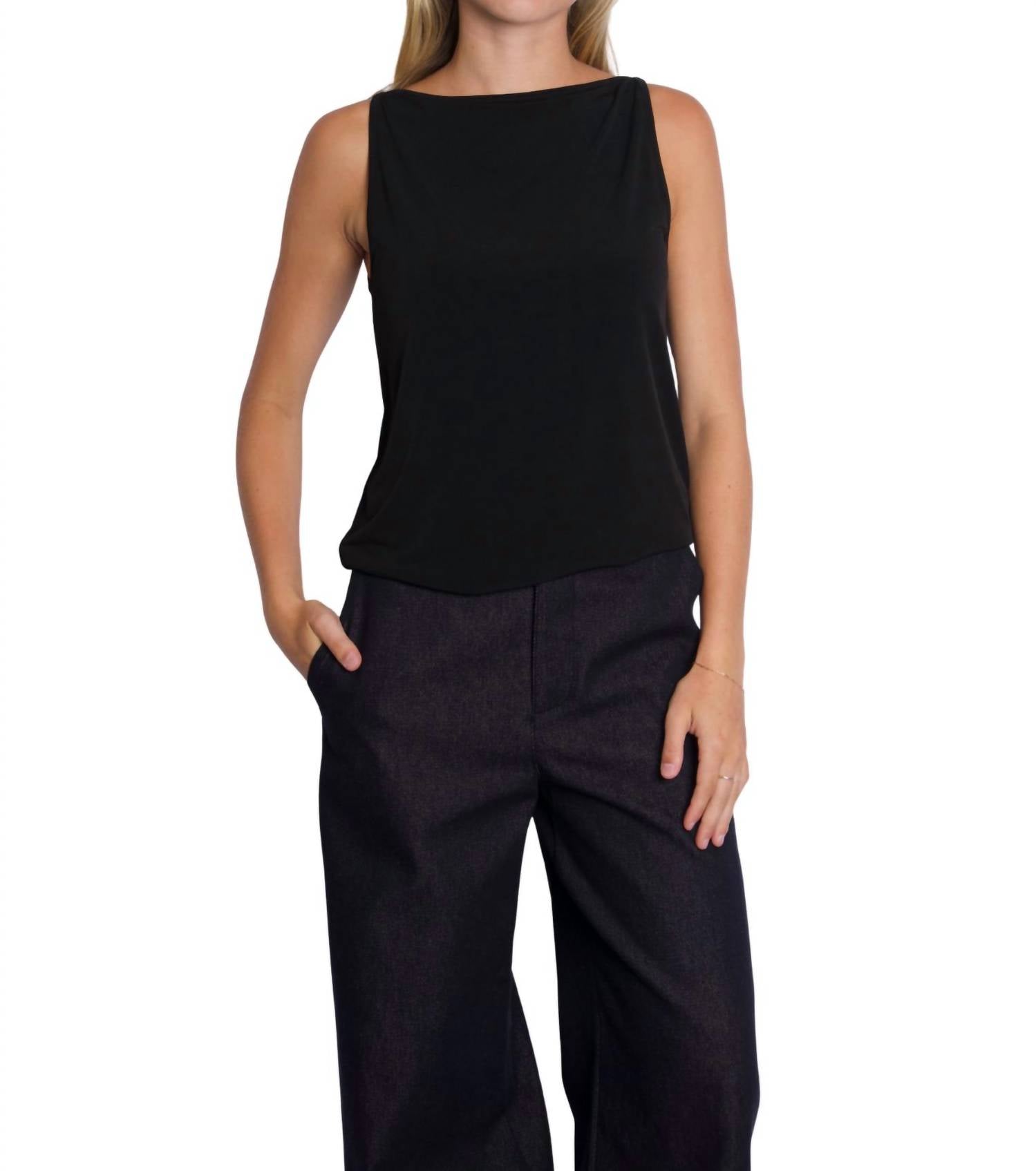Vince Boat Neck Tank Top in black - women's tank top
