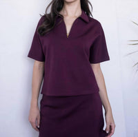 P.Cill - Modal Short Sleeve Quarter Zip Top