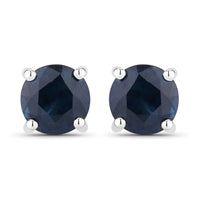 Diana M Jewels Women's Round Natural Blue Sapphire Stud Earrings (1.30 Ct) - Petite in 14k white gold - women's jewelry