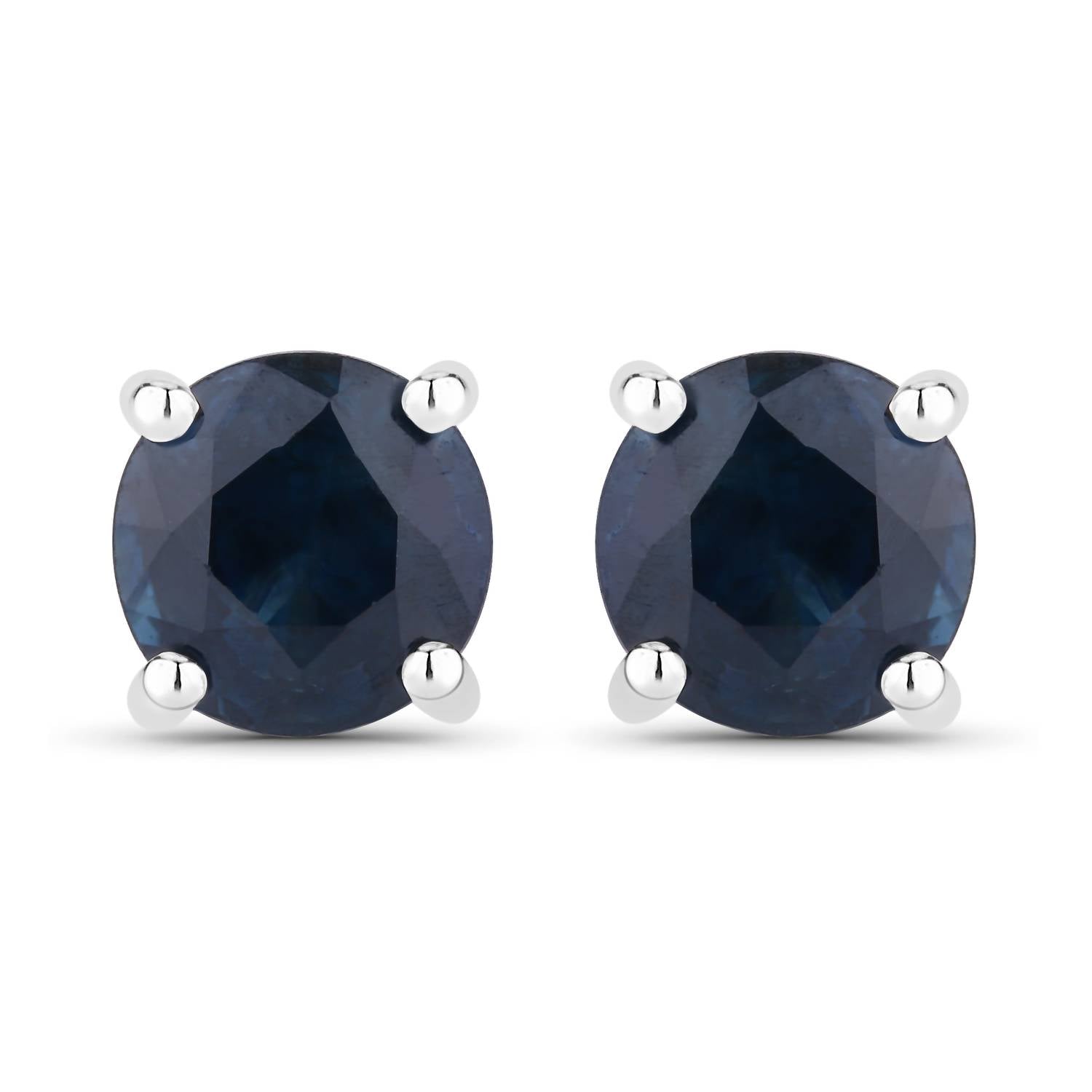 Diana M Jewels Women's Round Natural Blue Sapphire Stud Earrings (1.30 Ct) - Petite in 14k white gold - women's jewelry