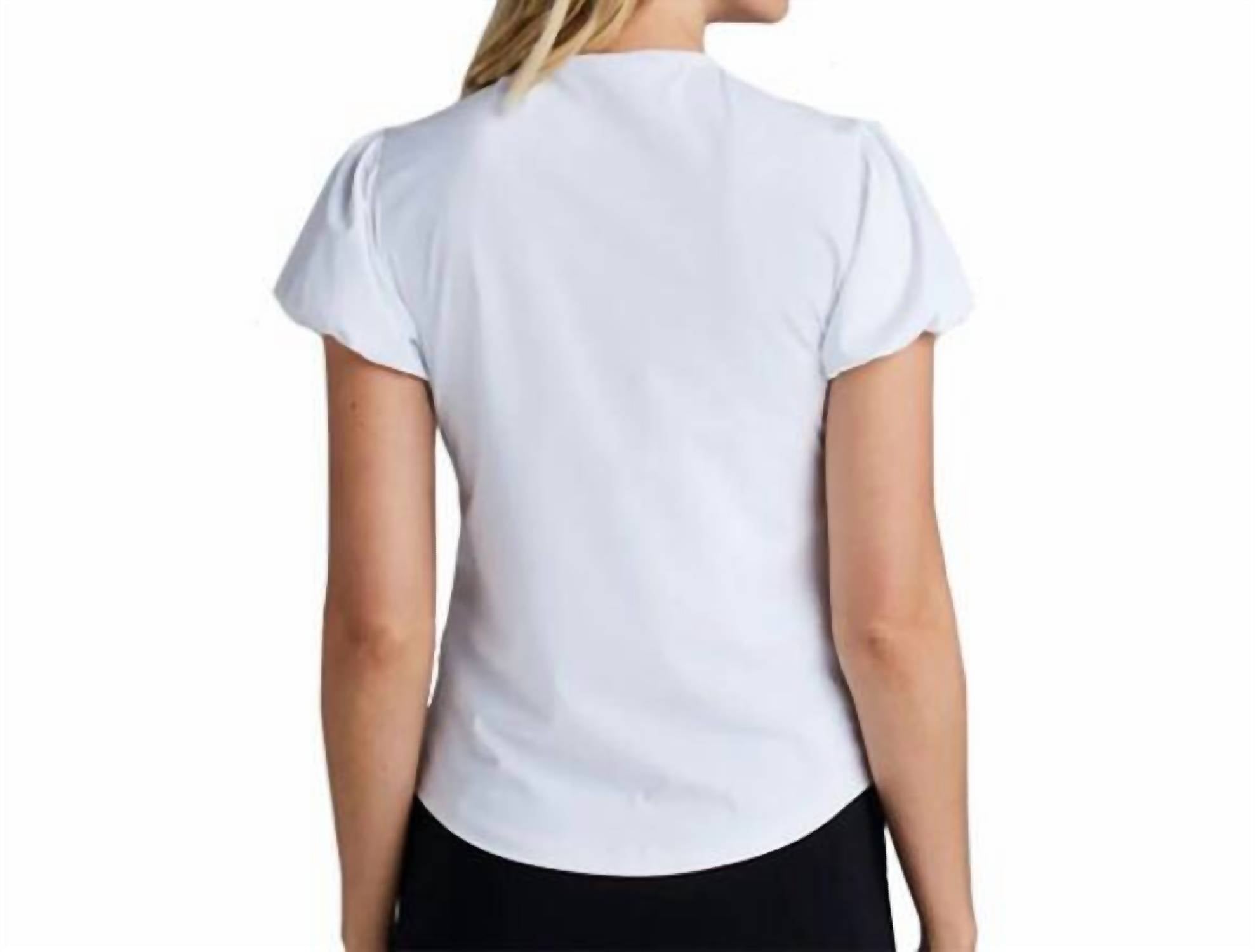 Greyson Clothiers Scarlett Haelyn Short Puff Sleeve Top in white - women's blouse - alternate view