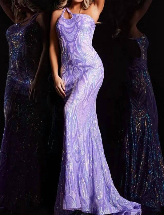 Jovani - One Shoulder Sequin Mermaid Gown