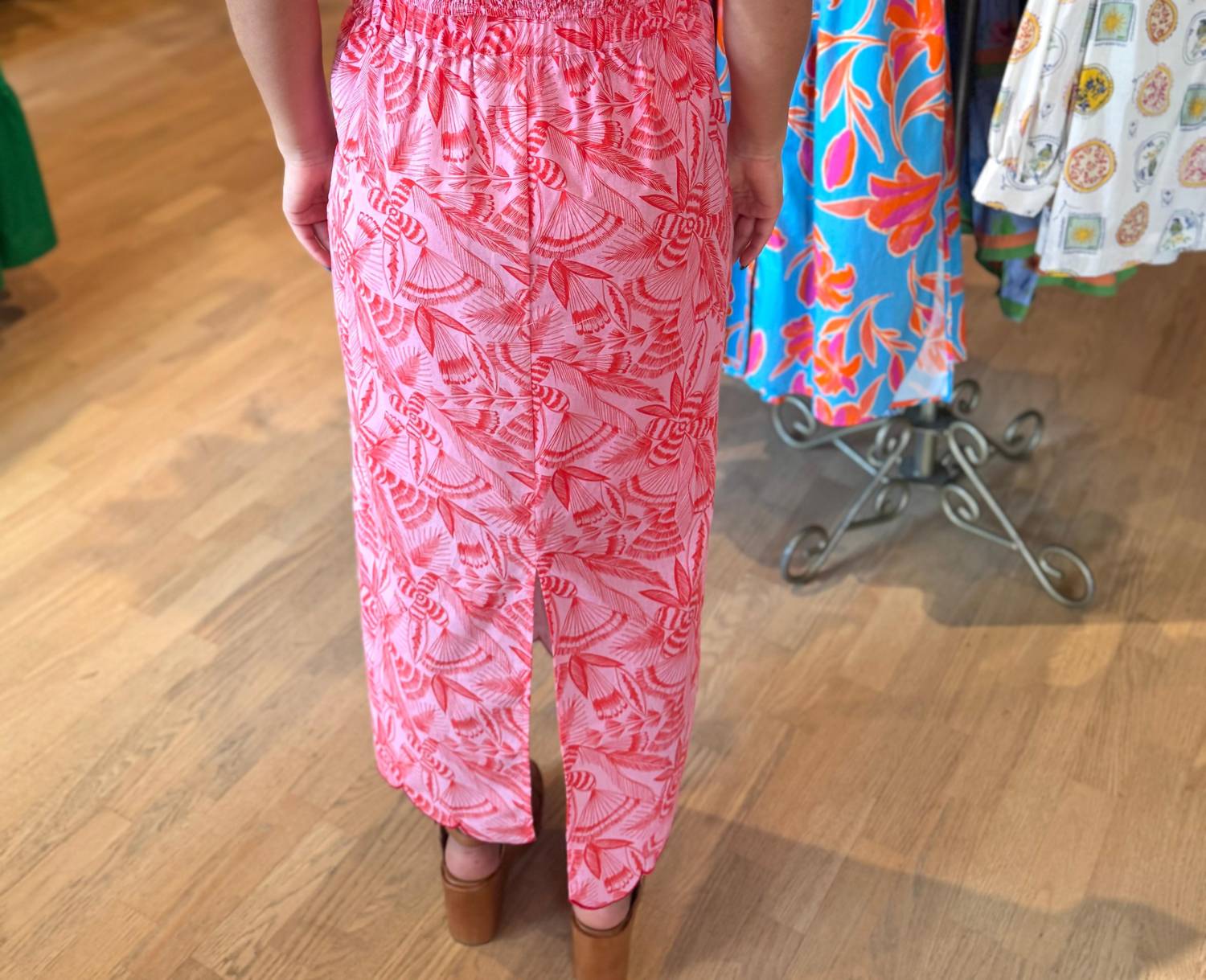 Karlie - Tropical Linen Midi Skirt