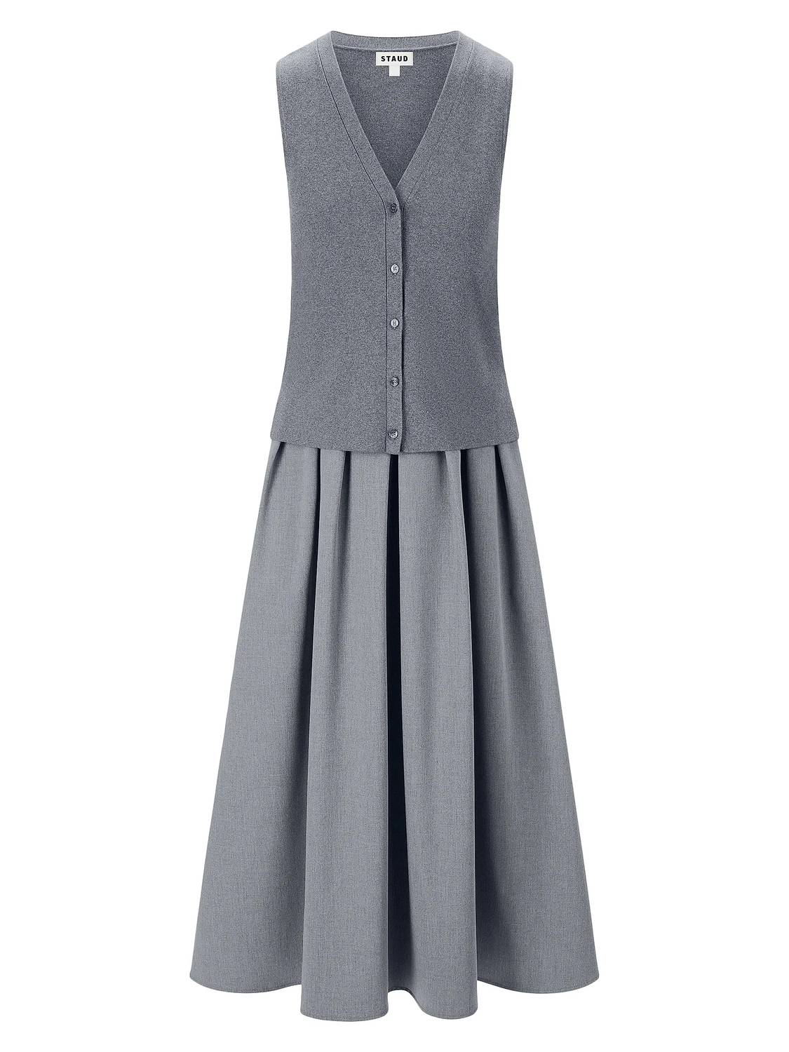 Staud - Madeline Mixed Media Midi Dress