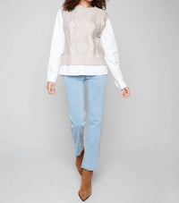 Charlie B - Foiled Crew Neck Fooler Sweater Vest