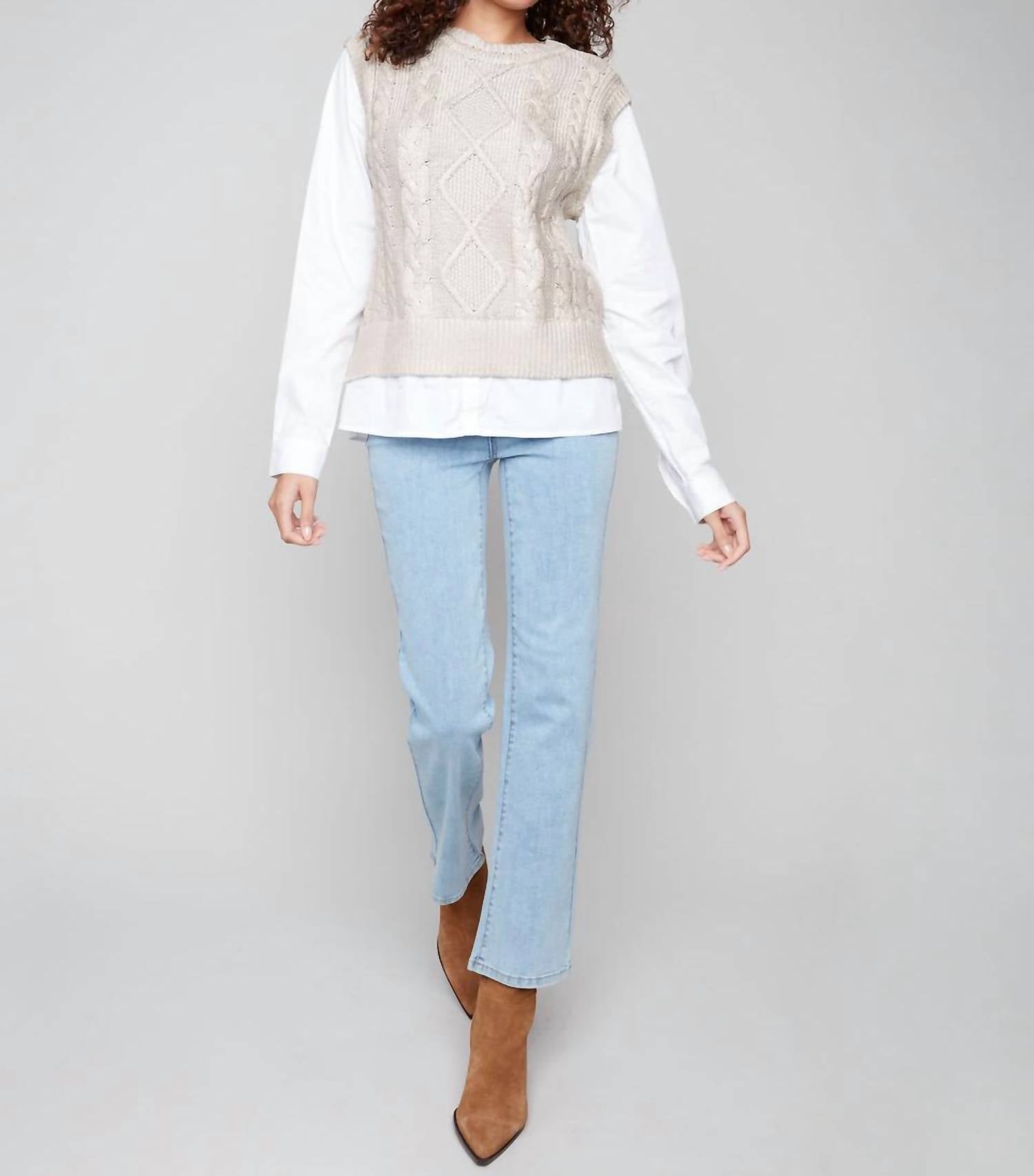 Charlie B - Foiled Crew Neck Fooler Sweater Vest