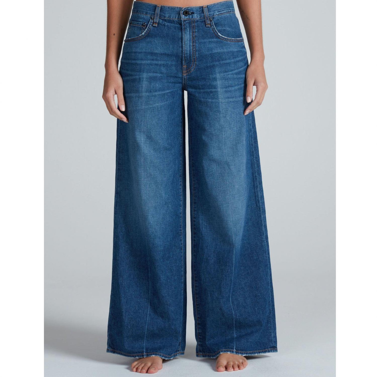 ASKK NY Atomic Wide Leg Featherweight Jeans in blue - women's jeans - detail view
