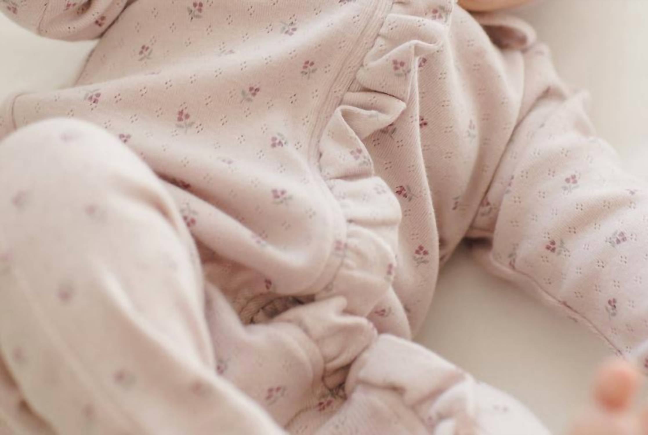 Quincy Mae Baby Girl Ruffle Jumpsuit in lilac ditsy - kids' item