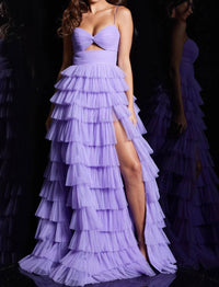 Jovani - High Waist A Line Skirt Gown