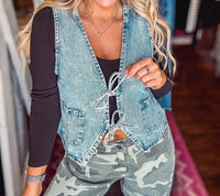 Very J - Outfit Complete Denim Front Tie Vest