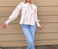 Aureum - Felicity Scallop Collar Tile Print Blouse
