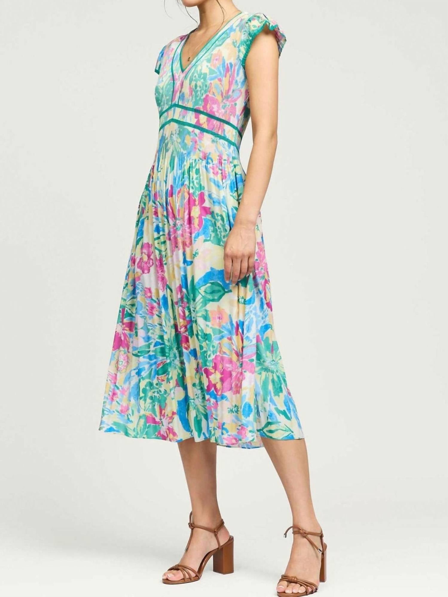 Current Air - Bloom V-neck Midi Dress